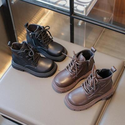 Buty dziewczęce Martin Boots Kolekcja jesienna Buty dziecięce Jesień Nowa kolekcja Modne krótkie buty dziewczęce Buty skórzane z miękką podeszwą