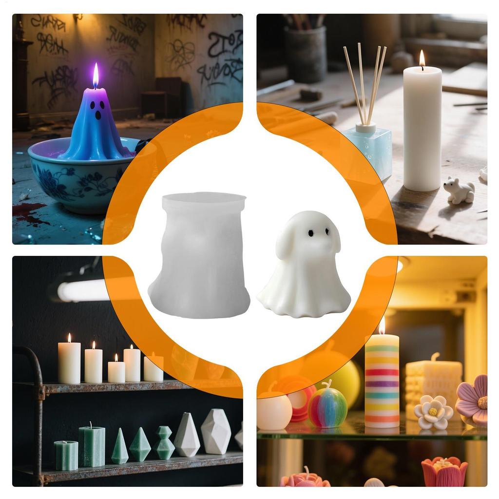Halloween Ghost Candle Silicone Mold Cute Epoxy Resin Moulds Halloween ghost candle mold 3D ghost puppy kitten figurine mold