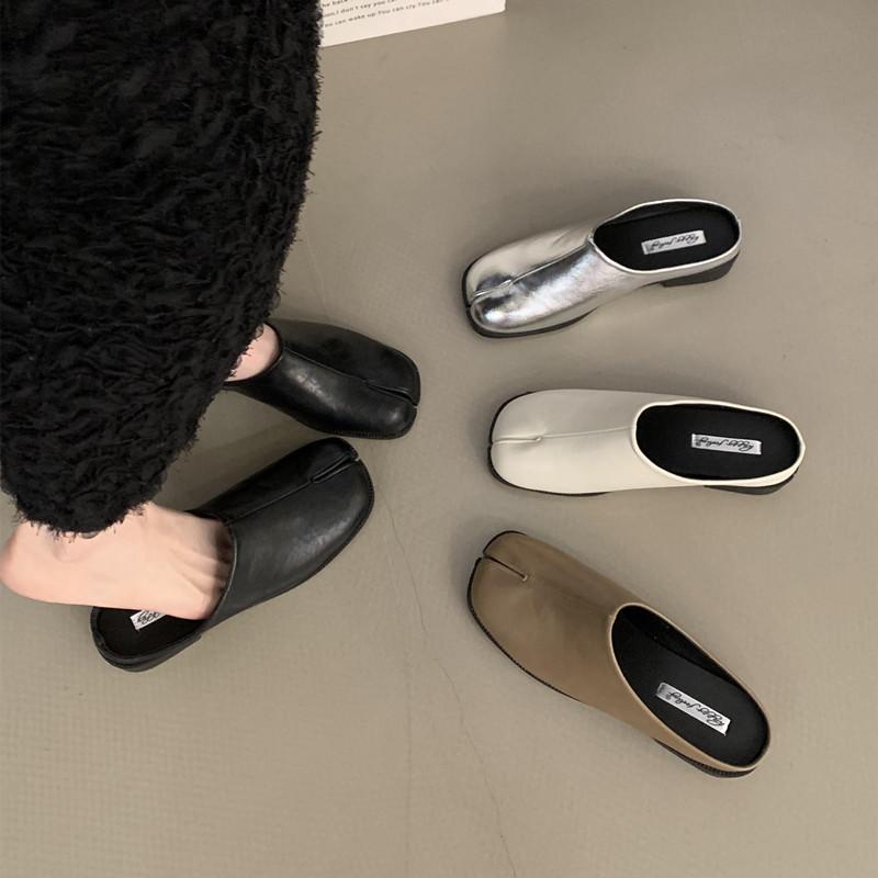 Bailamos Women Split Toe Slippers Round Toe Shallow Lazy Boat Slingback Mules Shoes Tabi Ninja Slip On Flats Soft Loafers Mujer