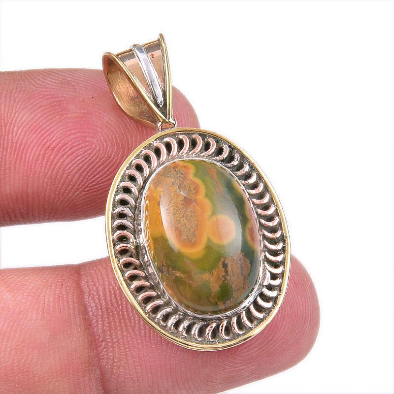 

Natural Ocean Jasper 925 Solid Sterling Silver TwoTone Gift Pendant 1.50 p1C58