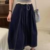 Spring Korean Style Casual High-Waist Tulip Skirt for Women - Fashion Simple Color-Block Topstitching Loose Half Skirt