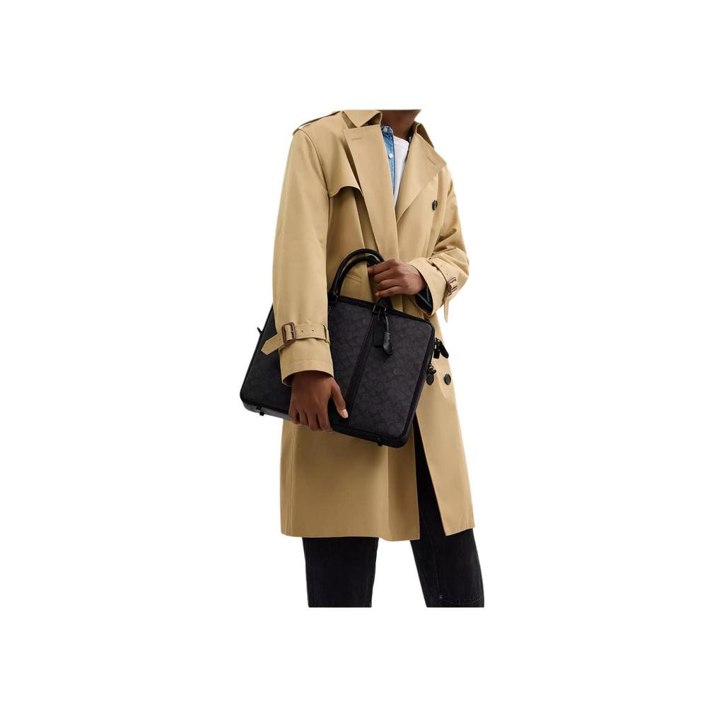 Coach 40 Zipper Closure Brand Print Coated Canvas Laptop Bag Large Women bags Charcoal CY797-CHR