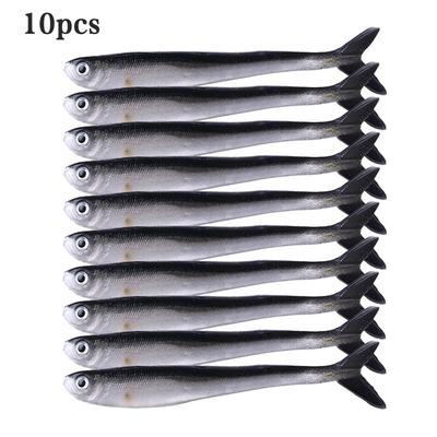 10 piezas/bolsa Diseño de cola de pez biónico Mini señuelo de pez de doble color 8cm/2.2g Para pesca marítima Pesca de agua dulce Cebo artificial Aparejo de pesca