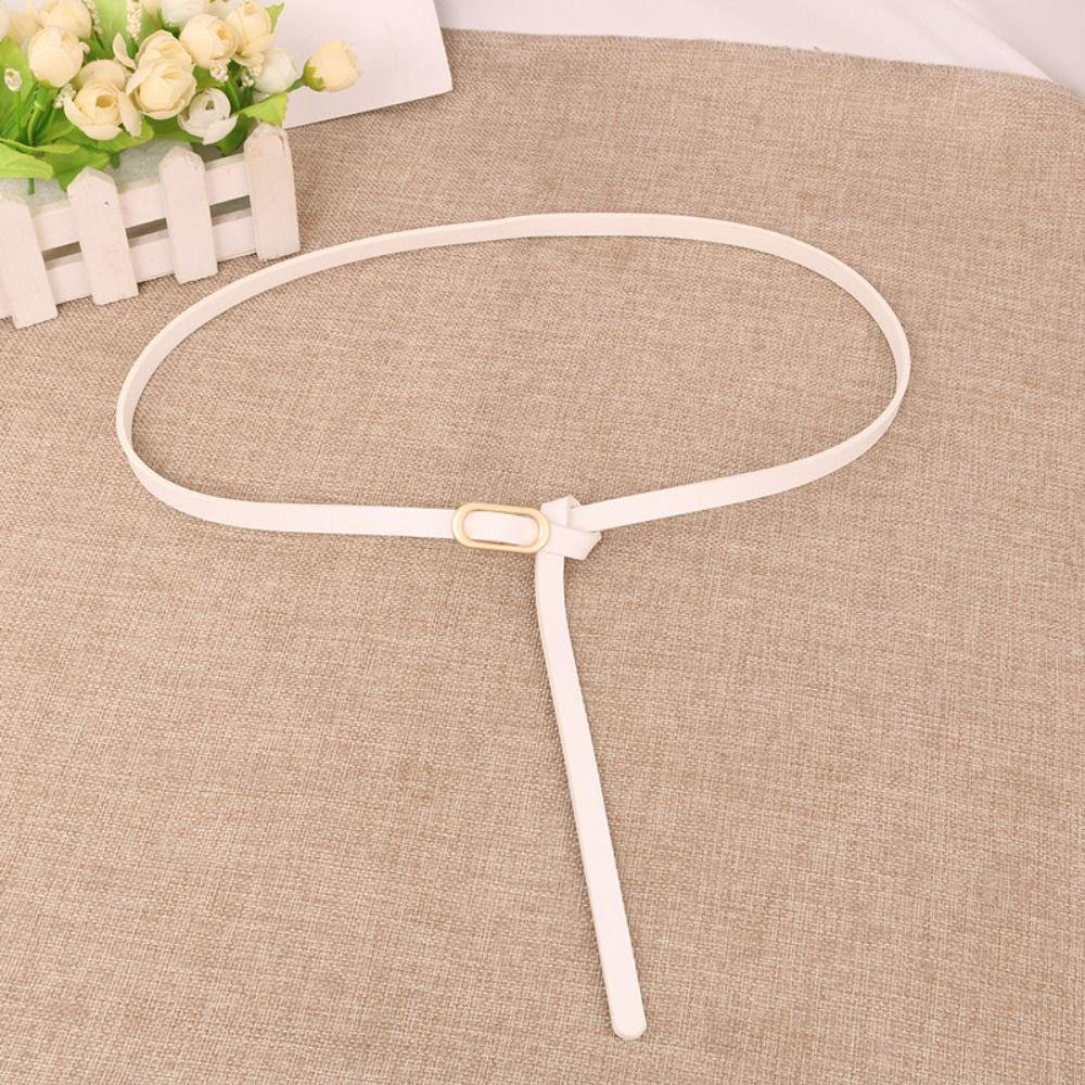 

Модний маленький ремінь з ПУ шкіри Жіночий Джинси Сукня Декорація Новий Ретро Кнопка Тонкий Ремінь білий