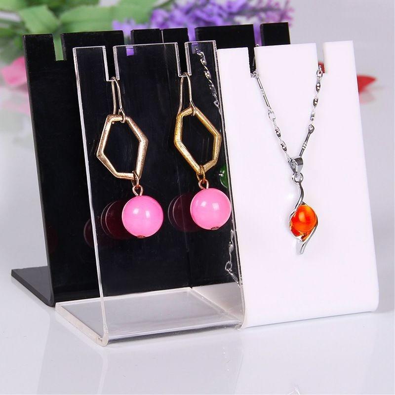 8.5x4.4x3.5cm Acrylic L-shaped Earring Display Stand Jewelry Storage Rack Necklace Pendant Prop Display Racks Jewelry Store Dedicated Display Board