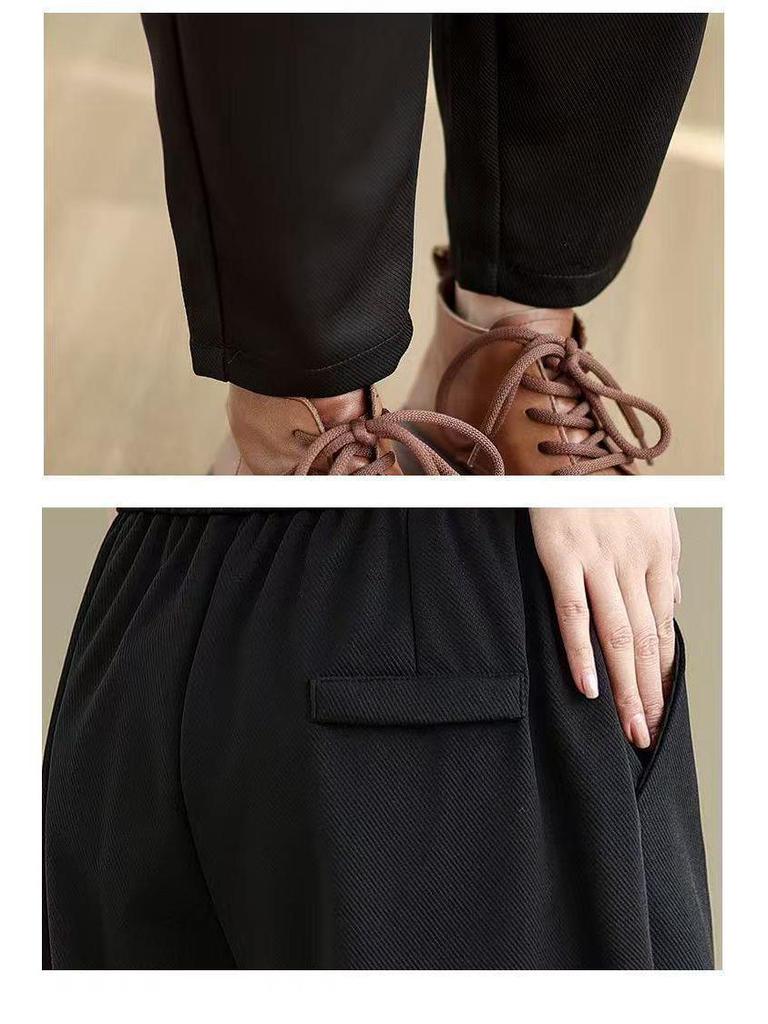 Plus Size Versatile Black High-Waisted Harem Pants - Stylish, Tummy Concealing, Slimming, Loose-Fit Carrot Design