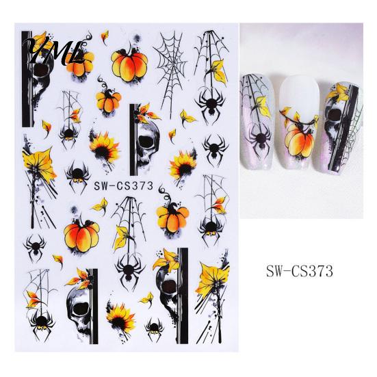Seasonal Nail Stickers Women for Autumn Halloween, Pumpkin Spider Web Skull Flame Beginners Manicure Decal, DIY Art Supplies Holiday Party