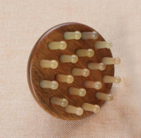 Horn 28-Pin Massage Comb for Meridian Therapy & Shampoo