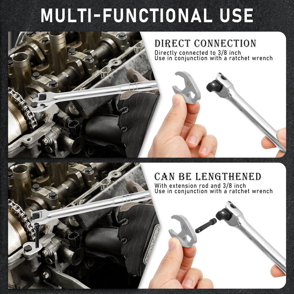 11 Pcs Oil Pipe Opening Wrench Set 3/8 Inch Drive Crowfoot Wrench Set High Carbon Steel Drive Crowfoot Wrenchs for Car Repair