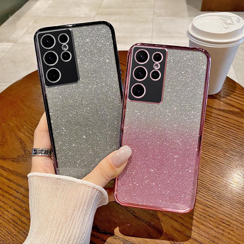 Glitter Clear Soft Phone Case For Samsung Galaxy S25 S24 S23 S22 S21 S20 FE Ultra S10 S9 S8 Plus A06 A16 A36 A55 A03 Core Cover