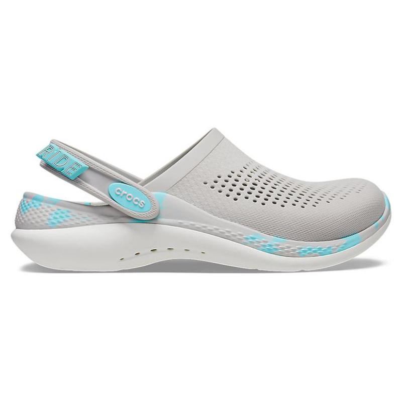 Crocs LiteRide Lightning Shoes Marbled Crocs Beach Sandals Hole Shoes Unisex Pearl White