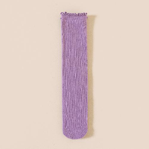 Autumn Children's Wooden Ear Long Tube Pile Socks Calf Socks Autumn and Winter Solid Color Vertical Over-the-knee Socks