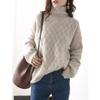 Women Casual Chic Loose Cashmere Sweater Autumn Winter Oversize Thick Long Sleeve Turtleneck Warm Knit Pullovers