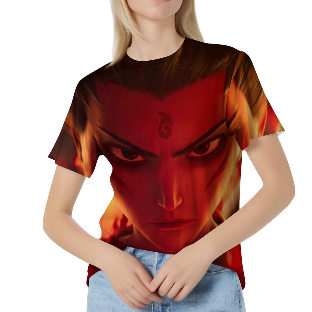 Women's Casual Loose Printed T-shirt Round Neck Pullover Short Sleeved Top