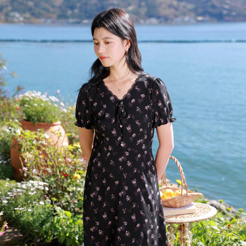 Sancai 2026 Spring French V-Neck Floral Plus Size Dress
