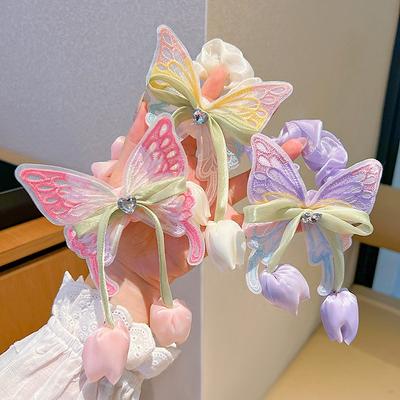 Butterfly Large Intestine Hairbands Girl Meatballs Rubber Band Hair Ties Fashionable Princess Headband Sweet Hair Accessories