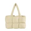 Womens Oversized Cotton Puffer Jacket Tote Bag In Pastel Colors Soft Square Shoulder Handbag With Zip Inner Pocket