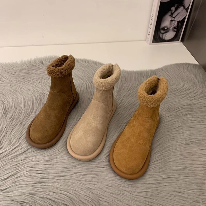 Suding kleine Heizung~ Retro Mori Baumwollschuhe Damen Winter Samt warm Schneestiefel mattes Lammwoll Kurzstiefel