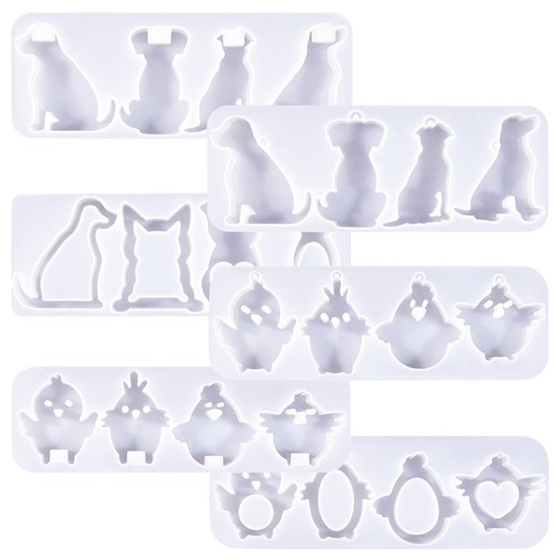 Silicone Mold Animal Dog Keychain Molds DIYs Crystal Earrings Pendant Mould Epoxy Resin Jewelry Making Mould Accessory
