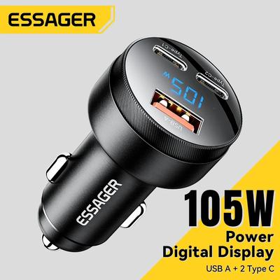 Essager 105W USB Car Charger Quick Charge 4.0 QC4.0 QC3.0 QC SCP PPS PD USB Type C Fast Charging For iPhone 14 15 Xiaomi Phone