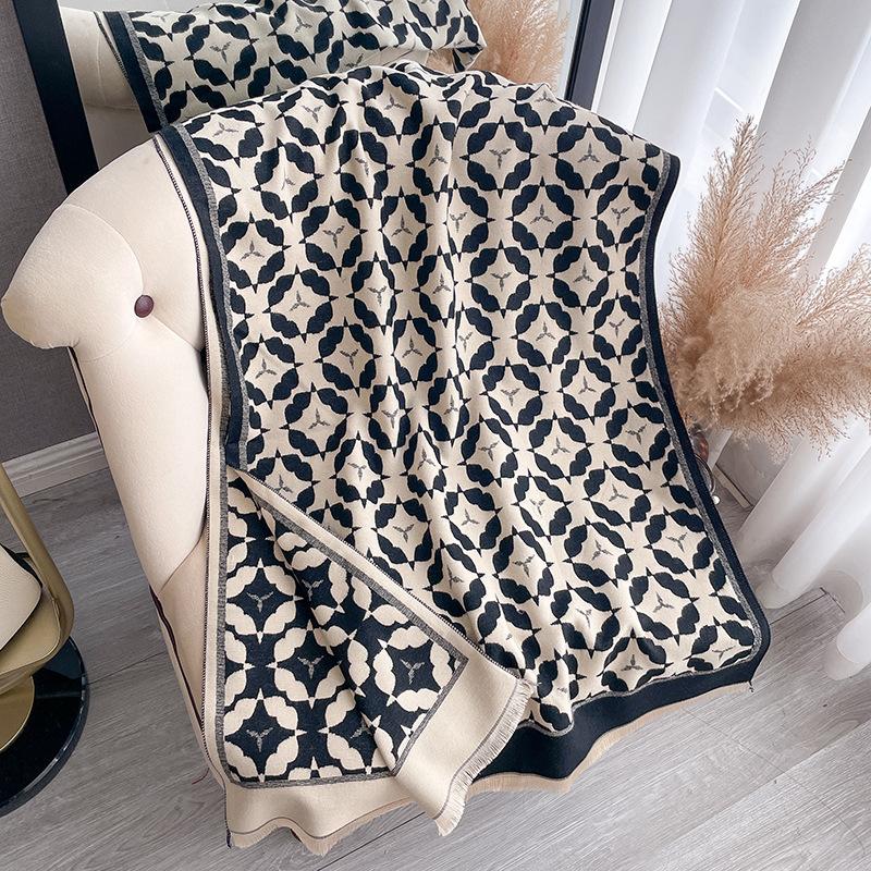Travel imitation cashmere scarf women's winter high-end double-sided dual-purpose large shawl versatile thickened warm scarf tide