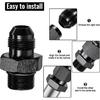 2Pcs 6AN Male to 6AN ORB Male Flare Fitting Adapter with O-Ring, Straight Black Hard Aluminum Hex Anodized Connector, Automotive Accessories Suitable
