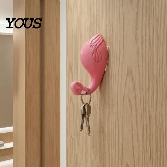 Sticky Hooks for Wall Cute Animal Hook, Flamingos/Giraffes/Swans/Elephants Shape Hanger, Self Adhesive Bathroom Towel Resin Decorative Hook Coats