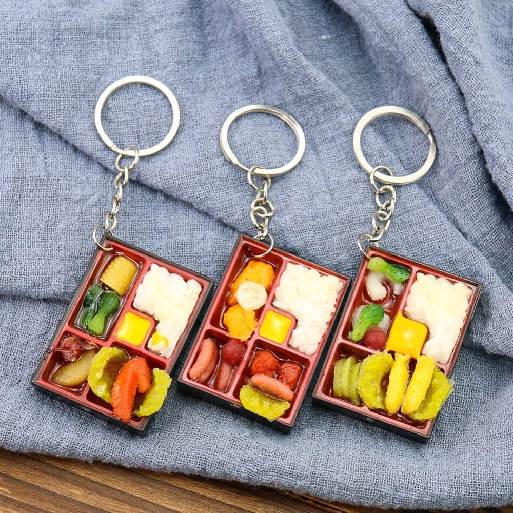 PVC Dollhouse Mini Sushi Keychain Scene Model Japanese Style Food Box Keychain  Photo Props