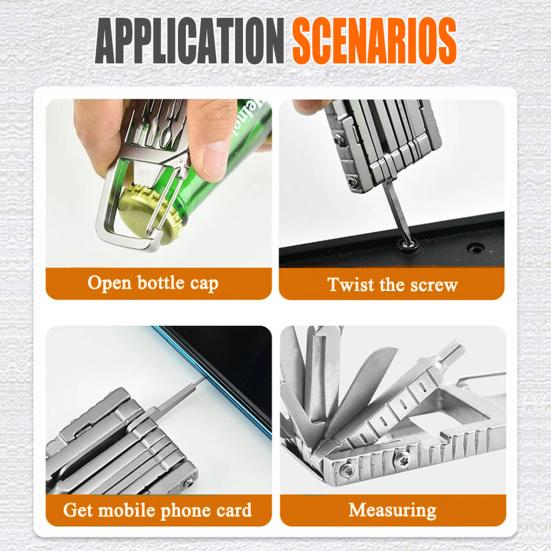 Multi-Tool 12-In-1 Multi-purpose Screwdriver Bottle Opener Phone Holder Carabiner Portable Camping Home