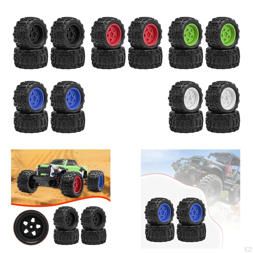 4 Pieces 1/18 RC Car Tires, 2.8 Inch Diameter, with 5 Star, Easy to Install Accessories,