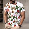 Men Plus Size Round Neck Short Sleeve Christmas Santa Printed White T Shirt