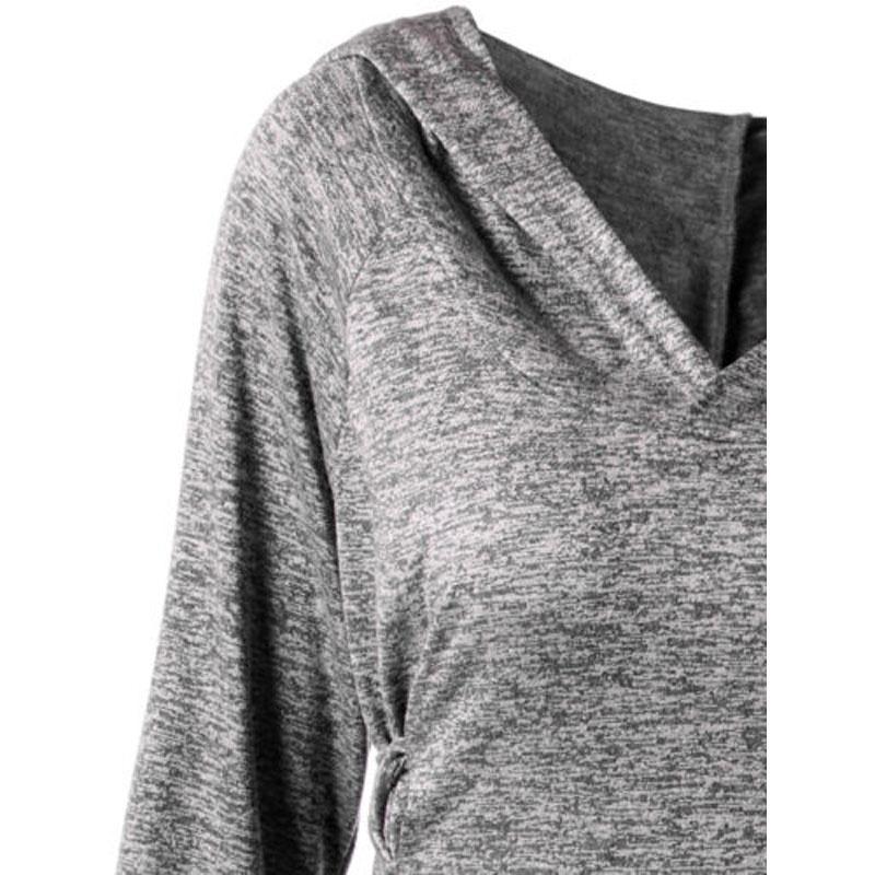 Stylish Punk Women's Plus Size Lace Up Dip Hem Tunic Hoodie Long Sweatershirts Dress Top For Every Occasion
