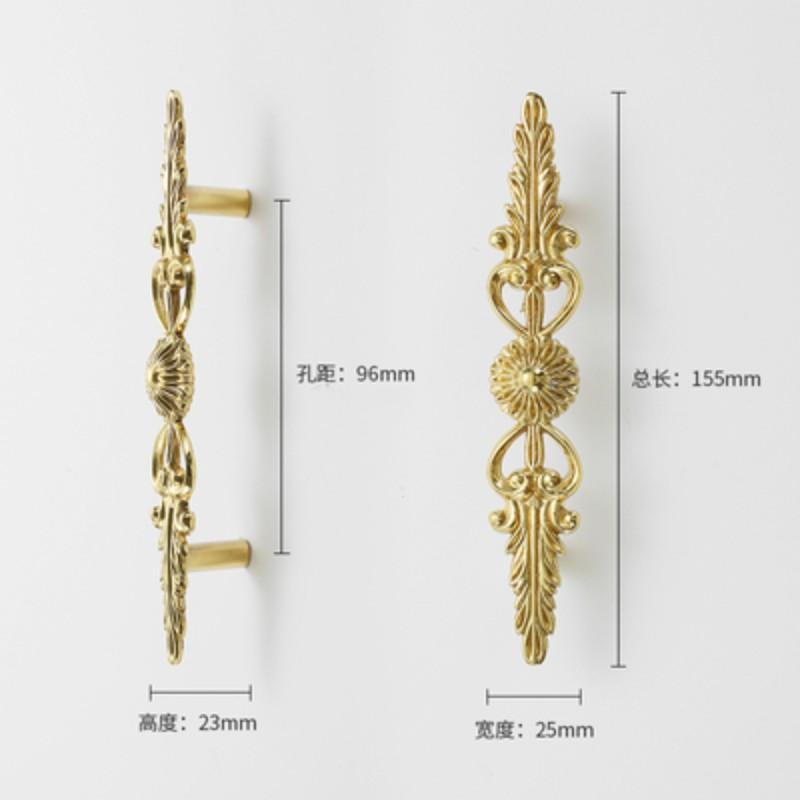 Brass French Drawer Vintage European Kitchen Cabinet Handles and Pulls Pure Copper Bedroom WardrobeFurniture Handle Hardware