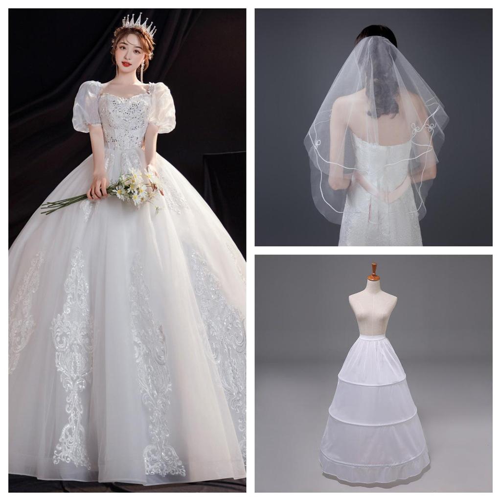 2025 Simple Princess-Style Floor-Length Maternity Wedding Dress for Petite Brides