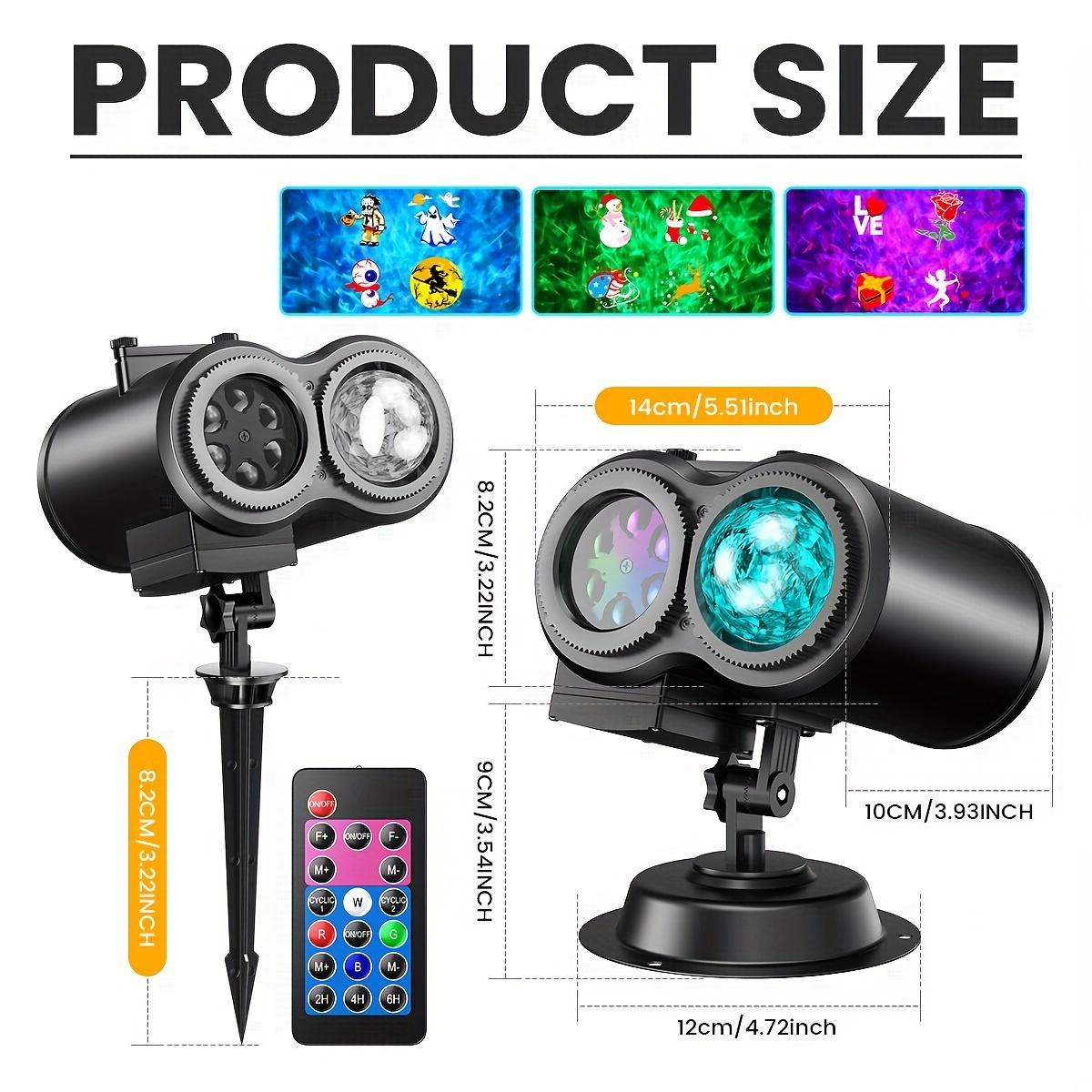 

12 HD кинокартинок Хэллоуин и Рождество Проектор Свет - Светодиодные ландшафтные светильники для украшения двора и сада - 3D Океанские волны и узоры Праздничный декор чёрный