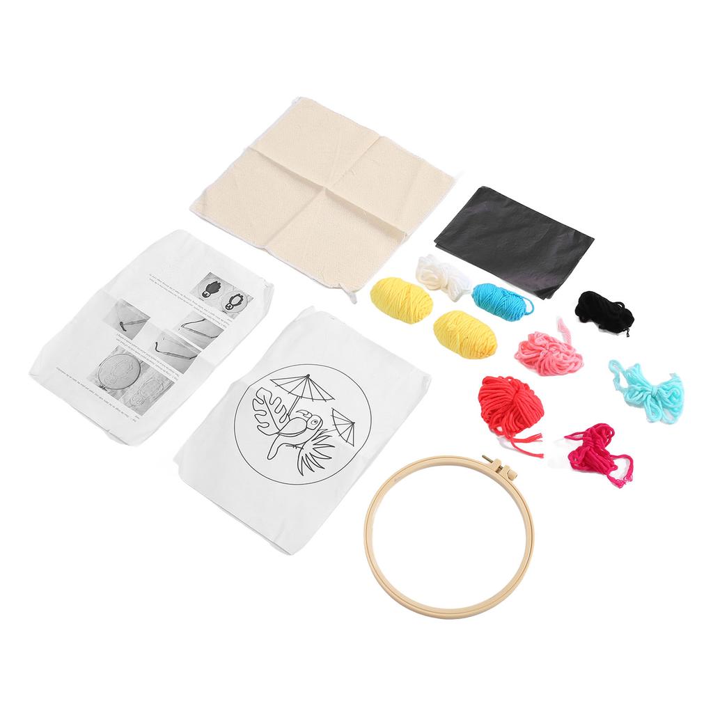 Punch Needle Kit DIY Making Cartoon Parrot Pattern Embroidery Starter Kits for Decoration