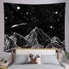 UFO Alien Abduction Black White Wall Tapestry Flying Saucer Beam Mountain Cloud Retro Sci Fi Space Extraterrestrial Decor