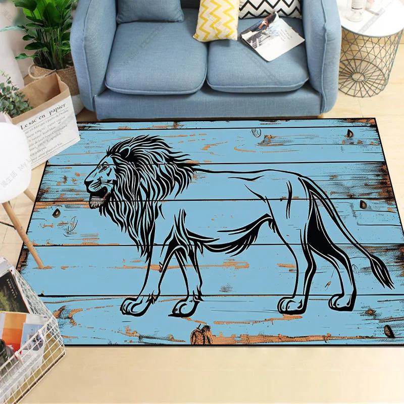 

Синий ковер с животным принтом – Абстрактный креативный нескользящий ковер для детской комнаты, гостиной, моющийся напольный коврик, декор для спальни 60*90cm