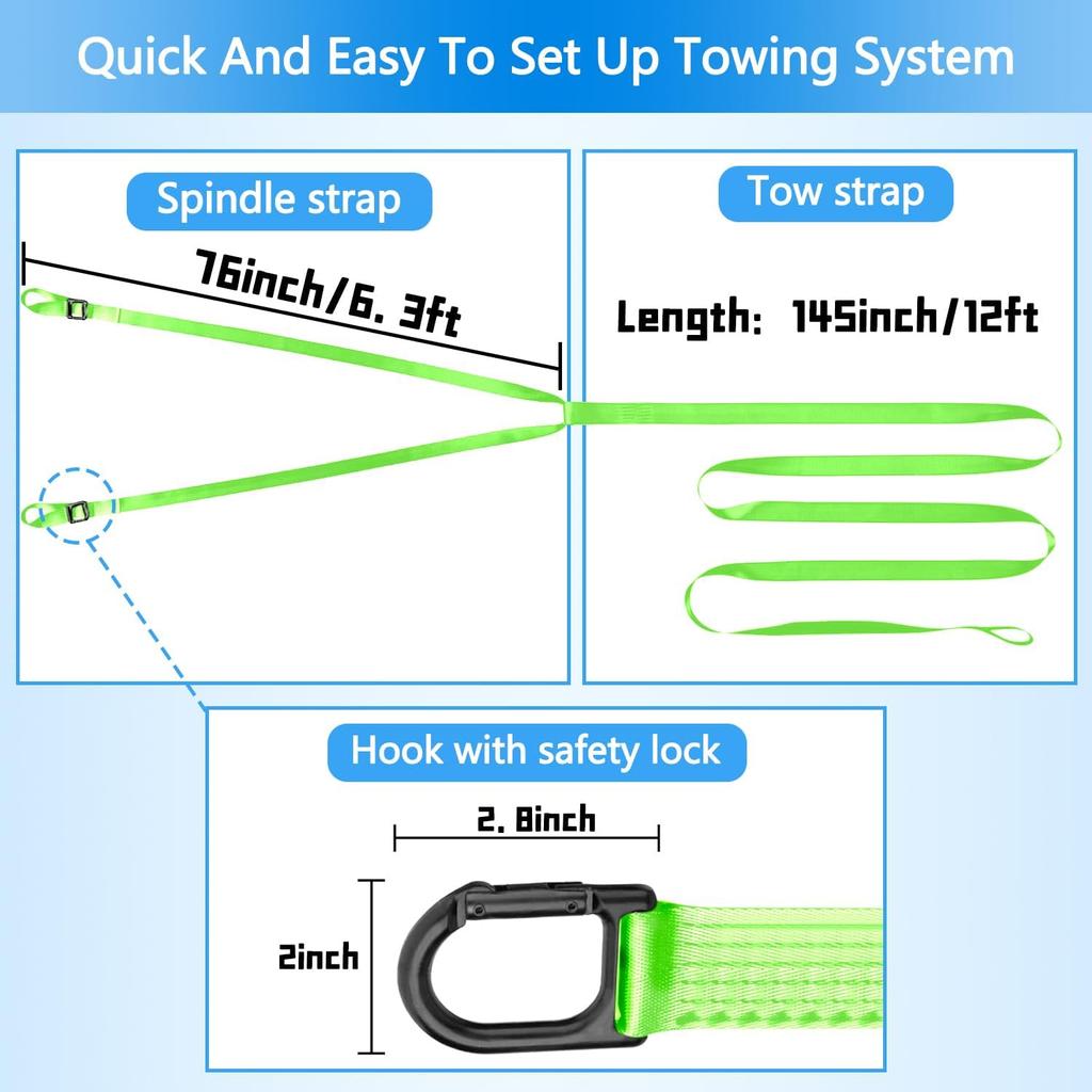 Moonoom 17.5Ft Heavy Snowmobile Tow Strap With Two Hook,400Kg Break Strength Reinforced Emergency Off Tow Rope,Snowmobile Accessories,Safety Kit For