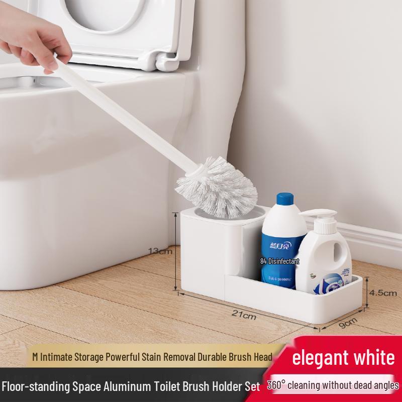 Xihe Floor-Standing White Toilet Brush with Holder
