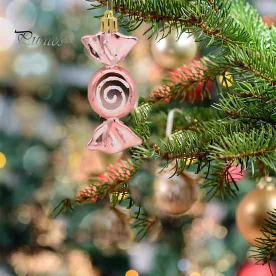 6Pcs Christmas Candy Pendants Hanging Decorations Lanyard Design Bright Color Xmas Tree Candy Ornaments