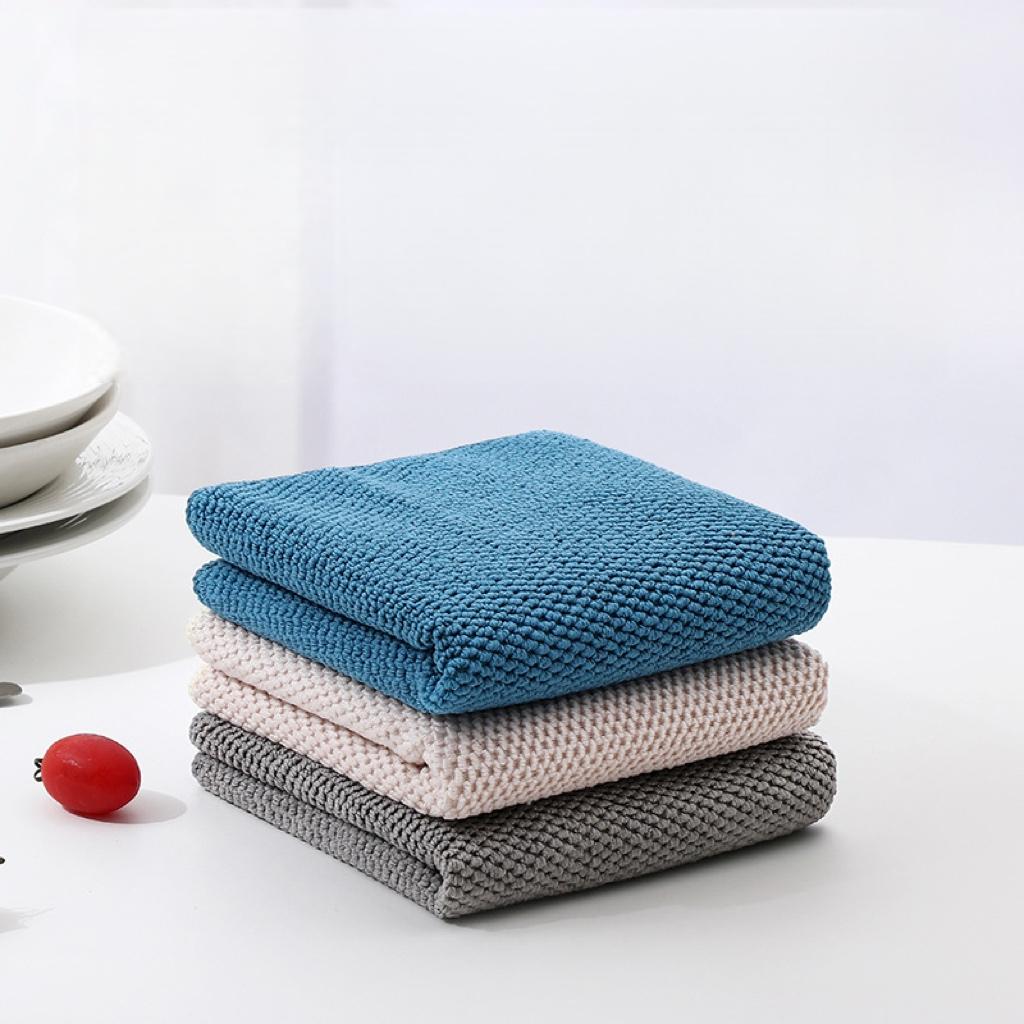 

3Pcs Reusable Microfiber Cleaning Cloths - Pineapple Pattern Absorbent Kitchen Towels бежевый/синий