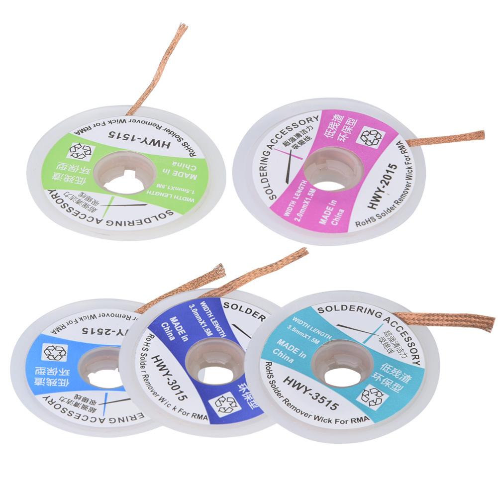 

5 шт. Паяльный фитиль Проволока для выпайки Оплетка Удалитель припоя Присоска 1,5 м