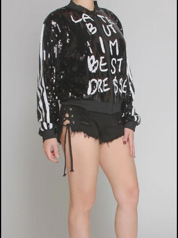 2024 Frühling Europäische und amerikanische Baseballjacke mit Pailletten und Farbverlauf