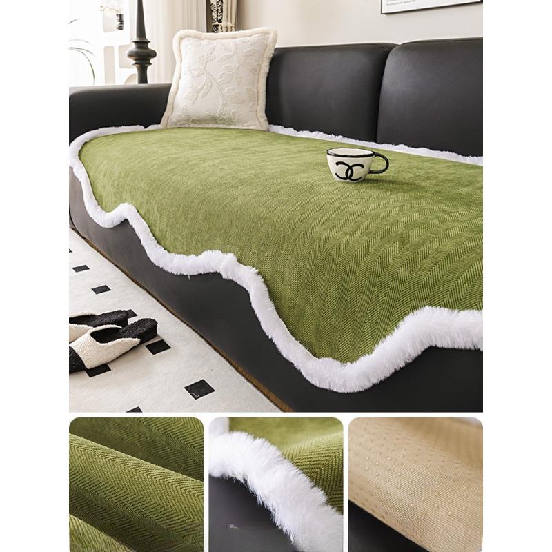 

Thickened Chenille Sofa Cushion Cover Non Slip Winter Warm Soft Plush for Autumn Winter Home Decor 90*90