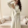 2026 New Fall Winter Loose Knit Two Piece Set for Women Zip Cardigan Sweater & Mermaid Skirt