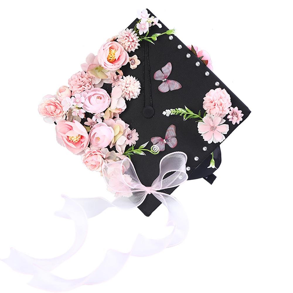 Master Academic Hat with Tassels Doctor Mortar Board DIY Flowers Graduation Cap  University