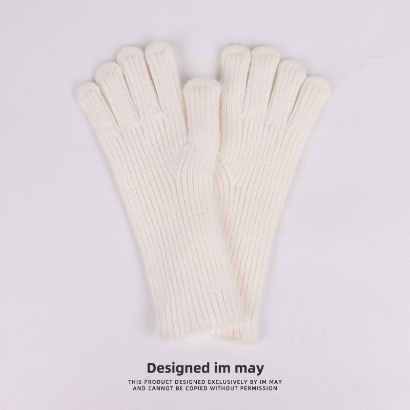 Liebe warme iwarme einfarbige Wolle kältefeste und warme Strickhandschuhe Winter Zeigefinger Hohlfinger Touchscreen-Handschuhe