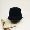 British Retro Japanese Versatile Plaid Bucket Hat Women'S Black Corduroy Double-Sided Bucket Hat Basin Hat