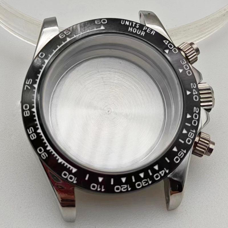 40mm Stainless Steel Quartz Watch Case with Ceramic Bezel for VK63/VK64 Movement